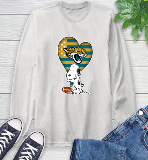 Jacksonville Jaguars NFL Football The Peanuts Movie Adorable Snoopy Long Sleeve T-Shirt