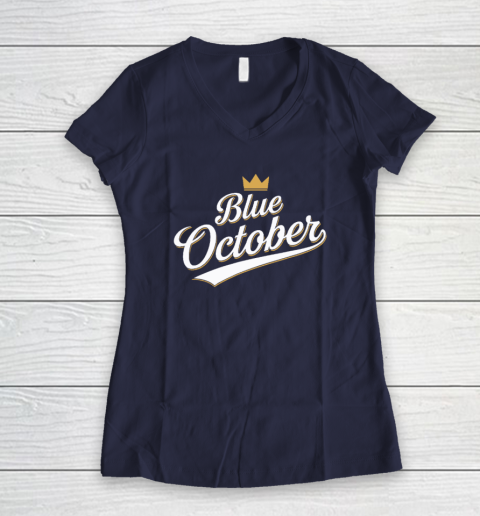 Kansas City Blue October 2024 Women's V-Neck T-Shirt 7