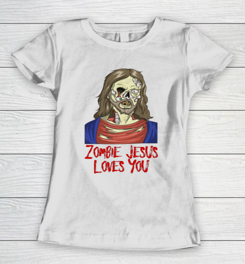 Zombie Jesus Loves You Funny Halloween Women's T-Shirt