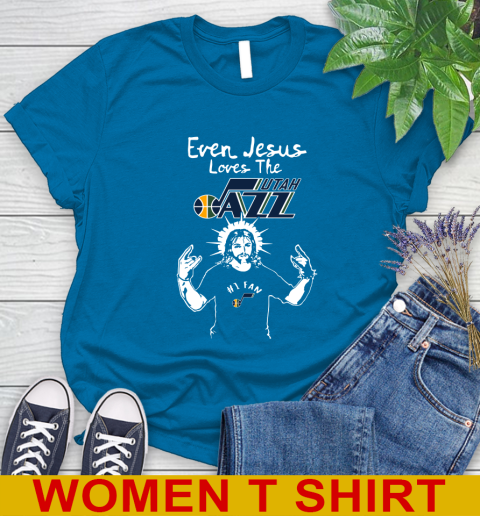 Utah Jazz NBA Basketball Even Jesus Loves The Jazz Shirt Women's T-Shirt - Image 9