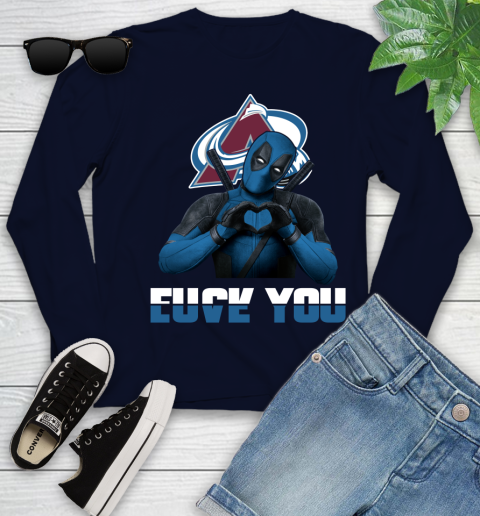 NHL Colorado Avalanche Deadpool Love You Fuck You Hockey Sports Youth Long Sleeve 2