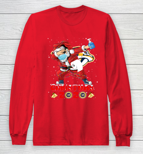 Nashville Predators Funny Santa Claus Dabbing Christmas 2020 NHL Long Sleeve T-Shirt 7