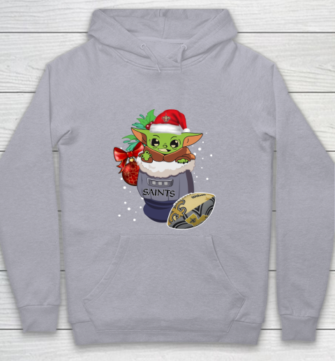 New Orleans Saints Christmas Baby Yoda Star Wars Funny Happy NFL Youth Hoodie 5