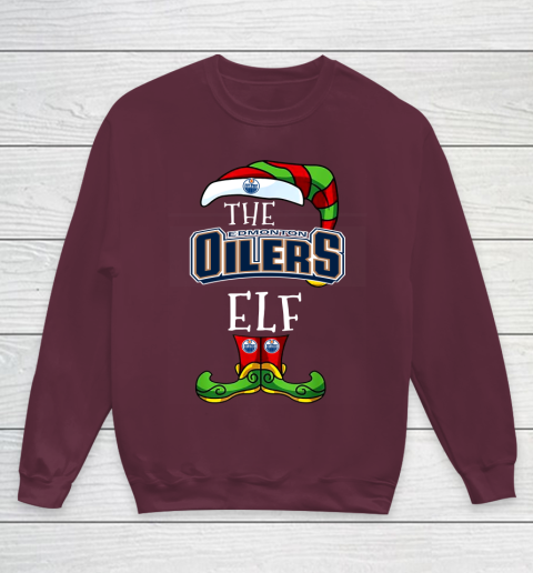 Edmonton Oilers Christmas ELF Funny NHL Youth Sweatshirt 4