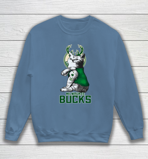 NBA Basketball My Cat Loves Milwaukee Bucks Sweatshirt 6