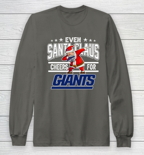 New York Giants Even Santa Claus Cheers For Christmas NFL Long Sleeve T-Shirt 5