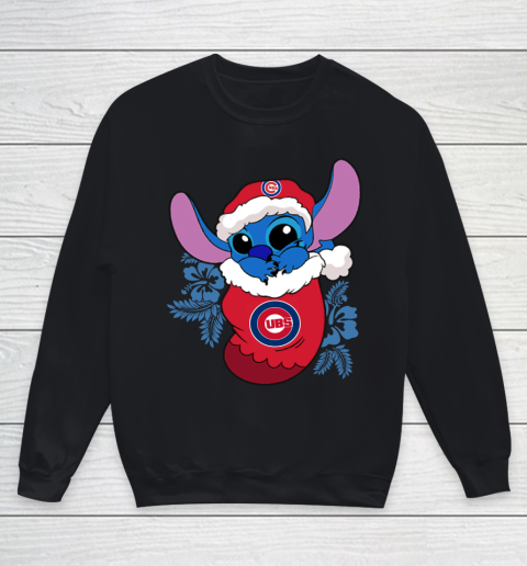 Chicago Cubs Christmas Stitch In The Sock Funny Disney MLB Youth Sweatshirt