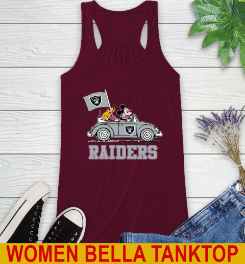 NFL Football Oakland Raiders Pluto Mickey Driving Disney Shirt Racerback Tank 3