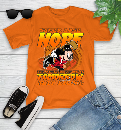 Ottawa Senators NHL Hockey ootball Mickey Disney Never Lose Hope Youth T-Shirt 9