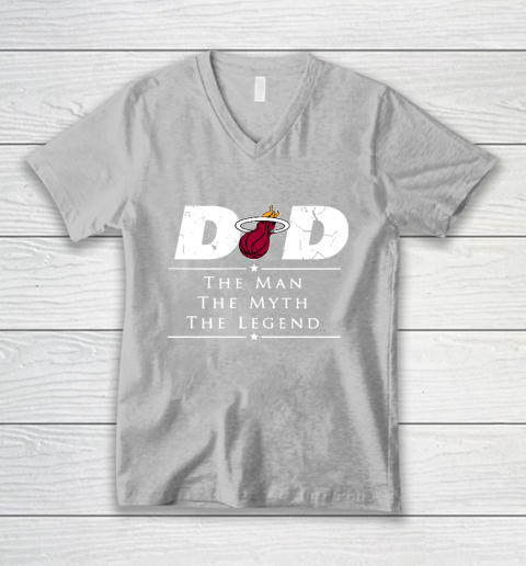Miami Heat NBA Basketball Dad The Man The Myth The Legend V-Neck T-Shirt 3
