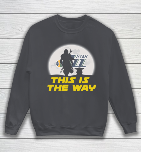 Utah Jazz NBA Basketball Star Wars Yoda And Mandalorian This Is The Way Sweatshirt 4