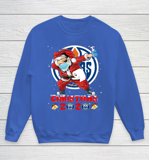 Edmonton Oilers Funny Santa Claus Dabbing Christmas 2020 NHL Youth Sweatshirt 6