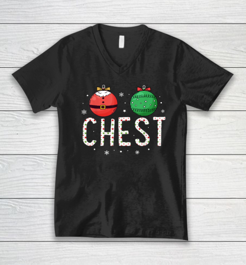 Chest Nuts Matching Funny Christmas Couples V-Neck T-Shirt