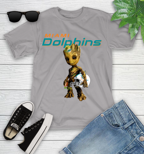 Miami Dolphins NFL Football Groot Marvel Guardians Of The Galaxy Youth T-Shirt 4