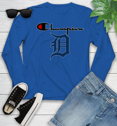 MLB Baseball Detroit Tigers Champion Shirt Youth Long Sleeve 7