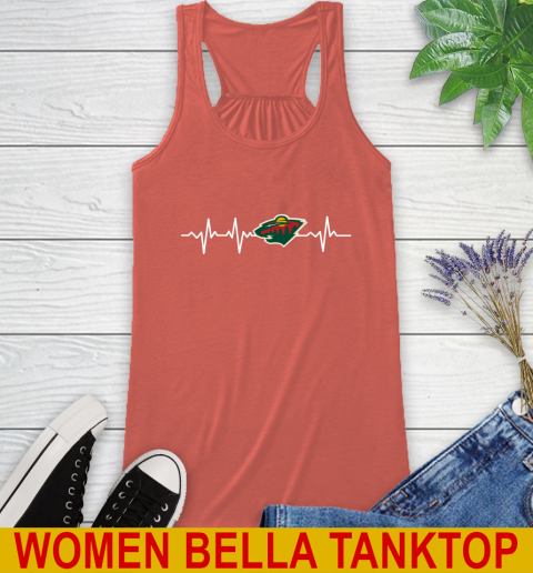 Minnesota Wild NHL Hockey Heart Beat Shirt Racerback Tank - Image 4