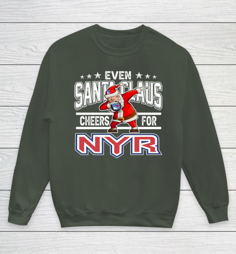 New York Rangers Even Santa Claus Cheers For Christmas NHL Youth Sweatshirt 8