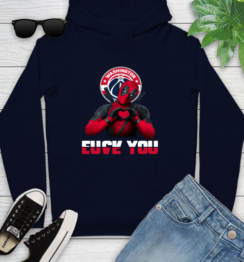 NBA Washington Wizards Deadpool Love You Fuck You Basketball Sports Youth Hoodie 3