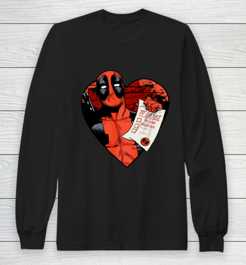 Marvel Deadpool Valentine To Do List Long Sleeve T-Shirt