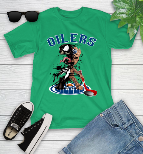 NHL Edmonton Oilers Hockey Venom Groot Guardians Of The Galaxy Youth T-Shirt 6