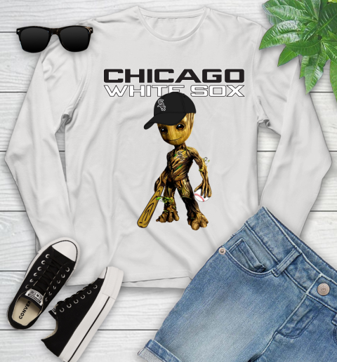MLB Chicago White Sox Groot Guardians Of The Galaxy Baseball Youth Long Sleeve