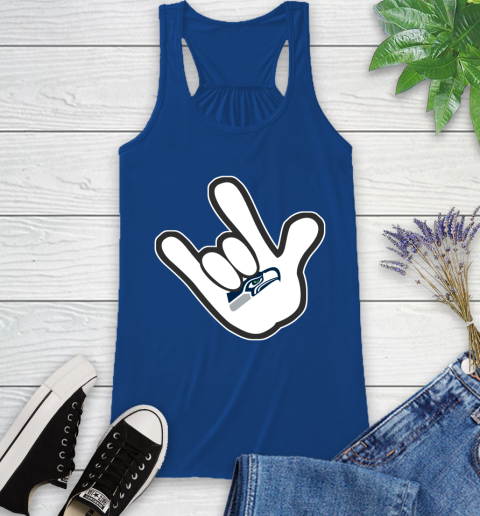 Seattle Seahawks NFL Football Mickey Rock Hand Disney Racerback Tank 9