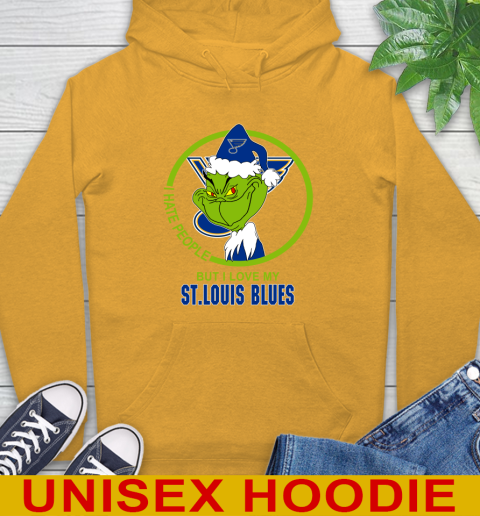 St.Louis Blues NHL Christmas Grinch I Hate People But I Love My Favorite Hockey Team Hoodie 3