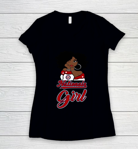 Washington Nationalss Girl MLB Women's V-Neck T-Shirt