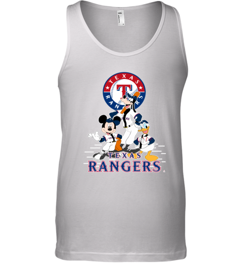 Texas Rangers Mickey Donald And Goofy Baseball Tank Top