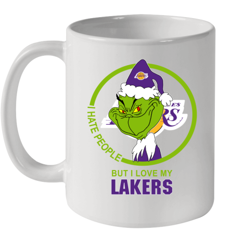 Los Angeles Lakers NBA Christmas Grinch I Hate People But I Love My Favorite Basketball Team Ceramic Mug 11oz