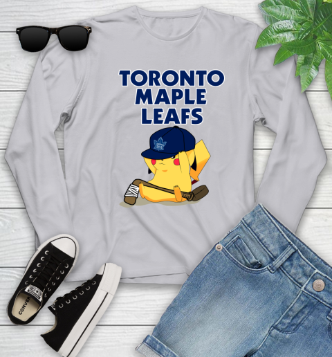 NHL Pikachu Hockey Sports Toronto Maple Leafs Youth Long Sleeve 5