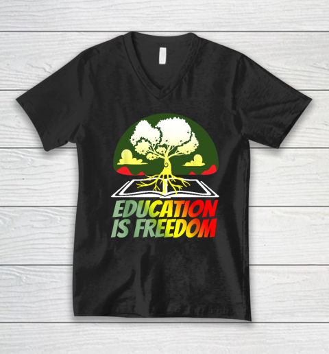 Black History T Shirts For Women Men Education Is Freedom V-Neck T-Shirt