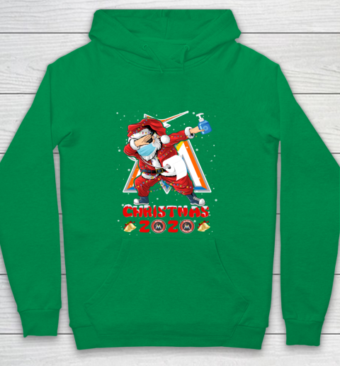 Miami Marlins Funny Santa Claus Dabbing Christmas 2020 MLB Youth Hoodie 4