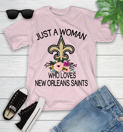 NFL Just A Woman Who Loves New Orleans Saints Football Sports Youth T-Shirt 7
