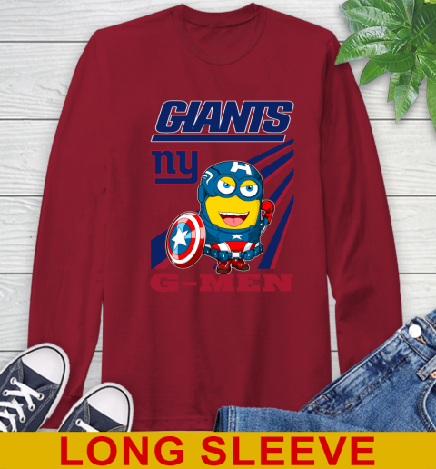 NFL Football New York Giants Captain America Marvel Avengers Minion Shirt Long Sleeve T-Shirt 9