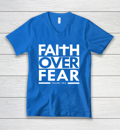 Faith Over Fear Christian Bible Verse Scripture V-Neck T-Shirt 5