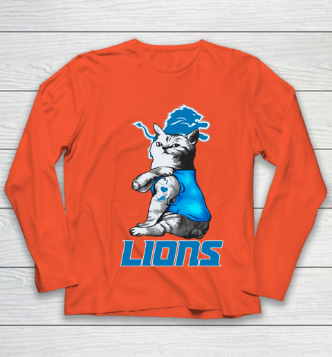 NFL Football My Cat Loves Detroit Lions Youth Long Sleeve 3