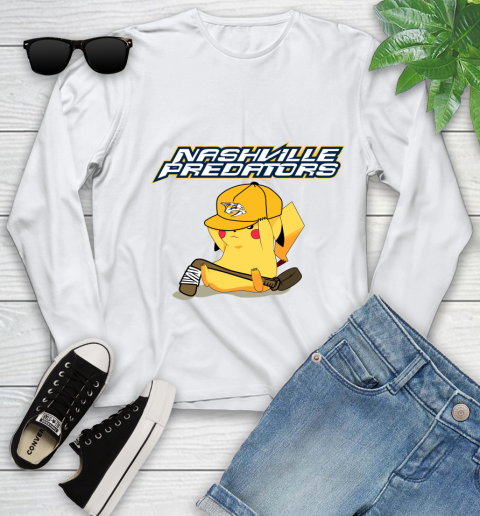 NHL Pikachu Hockey Sports Nashville Predators Youth Long Sleeve