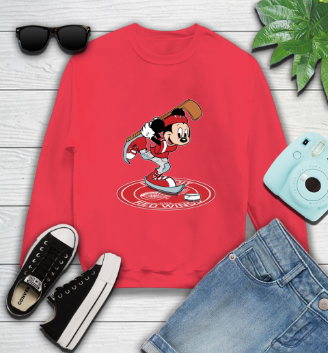 NHL Hockey Detroit Red Wings Cheerful Mickey Disney Shirt Sweatshirt 10