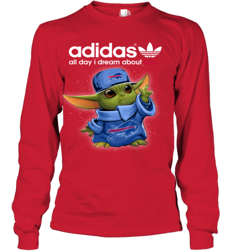 Baby Yoda Adidas All Day I Dream About  Bills oufx baby yoda adidas all day i dream aboutbills youth long sleeve 50 front red