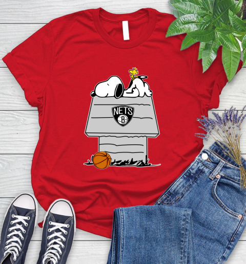 Brooklyn Nets NBA Basketball Snoopy Woodstock The Peanuts Movie Women's T-Shirt 9