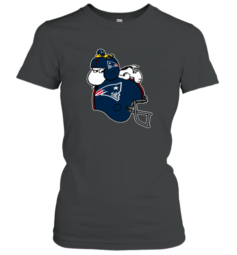 vpo3 snoopy and woodstock resting on new englands patriots helmet ladies t shirt 20 front black
