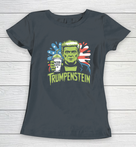 Trumpenstein Funny Iced Coffee Drink Halloween 4th of July USA Flag Women's T-Shirt 3