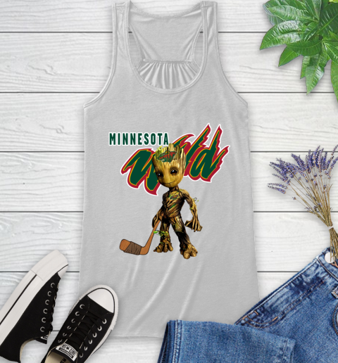 Minnesota Wild NHL Hockey Groot Marvel Guardians Of The Galaxy Racerback Tank