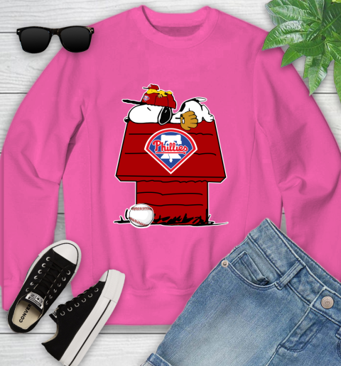 MLB Philadelphia Phillies Snoopy Woodstock The Peanuts Movie Baseball T Shirt_000 Youth Sweatshirt 7