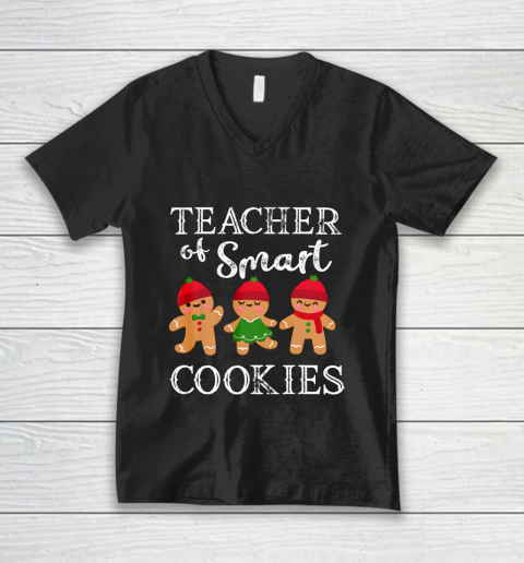 Teacher Of Smart Cookies Shirt Funny Teacher Christmas Gift V-Neck T-Shirt