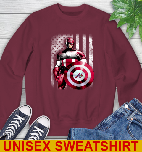 Atlanta Braves MLB Baseball Captain America Marvel Avengers American Flag Shirt Sweatshirt - Image 7