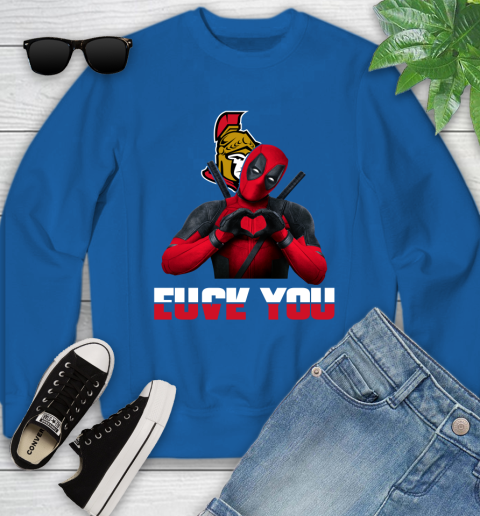 NHL Ottawa Senators Deadpool Love You Fuck You Hockey Sports Youth Sweatshirt 7