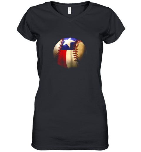 Texas Flag Baseball Women's V-Neck T-Shirt