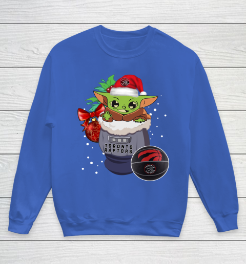 Toronto Raptors Christmas Baby Yoda Star Wars Funny Happy NBA Youth Sweatshirt 8